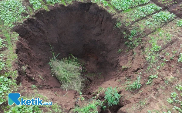 Thumbnail Berita - [Foto] Penampakan Tanah Ambles Akibat Dugaan Tambang Ilegal di Giripurno Kota Batu