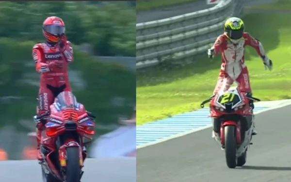 Thumbnail Berita - Keren! Marquez dan Adenanta Kompak Rayakan Kemenangan dengan Selebrasi Aura Farming Pacu Jalur