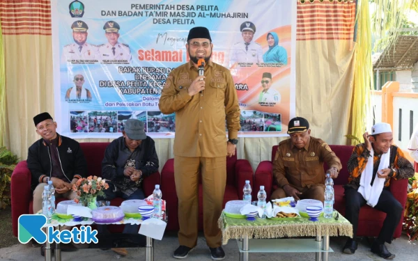 Thumbnail Hasan Ali Bassam Kasuba menyampaikan sambutan sekaligus menyampaikan pesan pentingnya membangun tempat ibadah Selasa, 22 Juli 2025 (Foto: Mursal/Ketik)