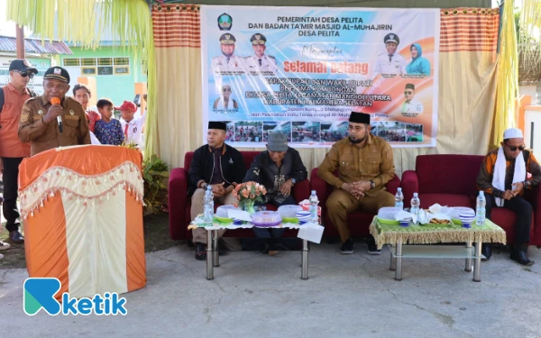 Thumbnail Kepala Desa Pelita Kecamatan Mandioli Utara Muhdi Umar menyampaikan sambutan Selasa 22 Juli 2025 (Foto: Mursal/Ketik)