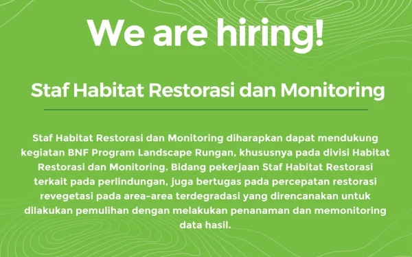 Thumbnail Berita - Borneo Nature Foundation Membuka Lowongan Kerja Posisi Staf Habitat Restorasi dan Monitoring