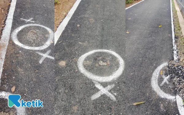 Thumbnail Berita - Baru Sebulan Dikerjakan, Aspal Jalan Lingkungan RW 03 Peguyangan Pemalang Rusak