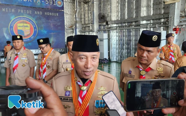 Thumbnail Berita - Upacara Pramuka Jatim di Atas KRI Surabaya 591, Arum Sabil Ingin Kenalkan Laut kepada Generasi Muda