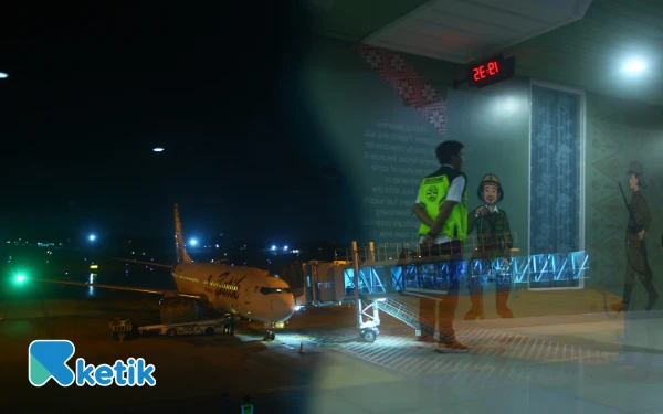 Thumbnail Pesawat Batik Air saat mendarat di Bandara Internasional Sultan Mahmud Badaruddin II Palembang pada penerbangan perdana rute Kuala Lumpur – Palembang, Jumat, 12 Sepetember 2025. Batik Air akan melayani penerbangan Palembang – Kuala Lumpur empat kali seminggu dengan kapasitas 162 kursi, terdiri dari kelas ekonomi dan bisnis. (Foto: Wahyu Rahmanto/Ketik)