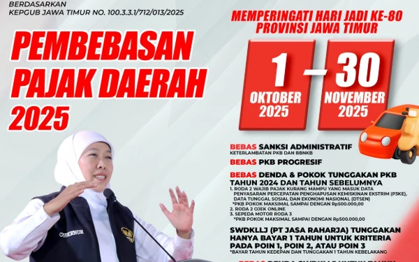 Thumbnail Berita - Kado Spesial Hari Jadi ke-80 Jatim, Gubernur Khofifah Bebaskan Pajak Daerah