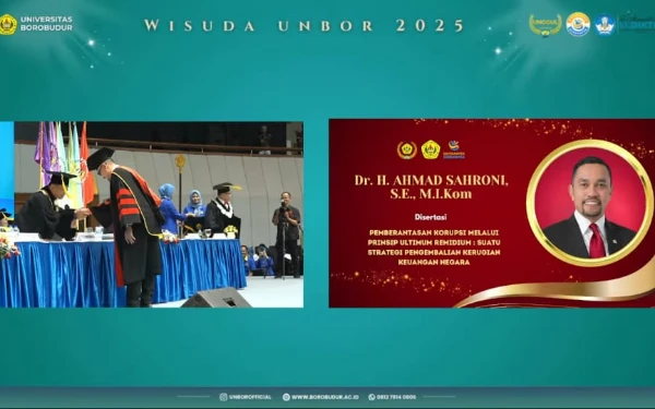 Thumbnail Berita - Tampil Perdana di Publik setelah Rumahnya Dijarah, Ahmad Sahroni Raih Gelar Doktor Ilmu Hukum