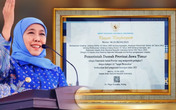 Thumbnail Berita - Raih Predikat Tertinggi Pengawasan Kearsipan dari ANRI, Gubernur Khofifah: Pengelolaan Arsip Jatim Tertib