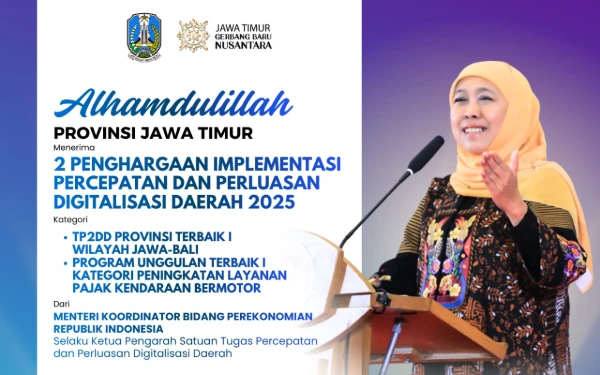 Thumbnail Berita - Jatim Raih Dua Penghargaan Nasional Terbaik dalam Implementasi Digitalisasi Daerah 2025