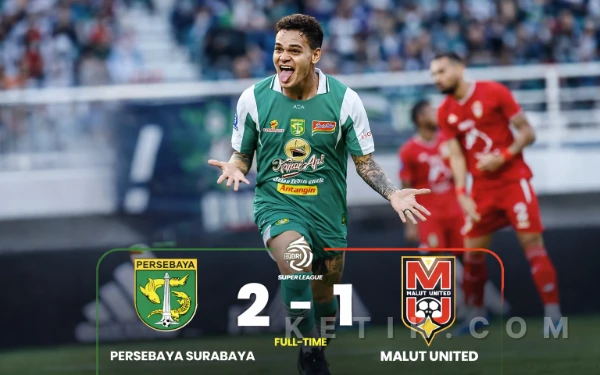 Thumbnail Berita - Dobel Gali Freitas Bungkam Malut United, Persebaya Menang 2-1 di GBT