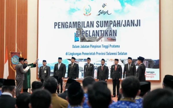 Thumbnail Berita - Cetak Sejarah! Gubernur Sulsel Lantik 7 Pejabat Eselon II Hasil Manajemen Talenta