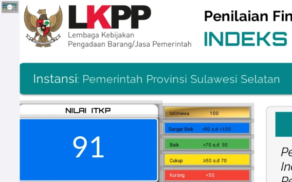 Thumbnail Berita - Pemprov Sulsel Raih Predikat Sangat Baik dalam Penilaian ITKP 2025, Gubernur Bersyukur