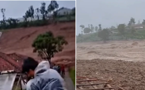 Thumbnail Berita - Longsor Terjang 2 Kampung di Cisarua Bandung Barat, Puluhan Rumah Warga Tertimbun