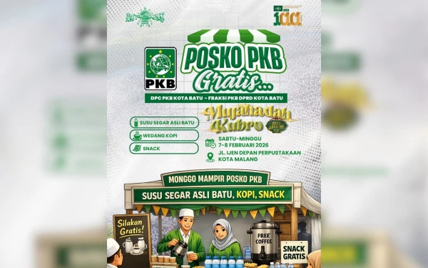 Thumbnail Berita - PKB Kota Batu Buka Posko Gratis Mujahadah Kubro Harlah 1 Abad NU, Sajikan Susu Segar dan Kopi