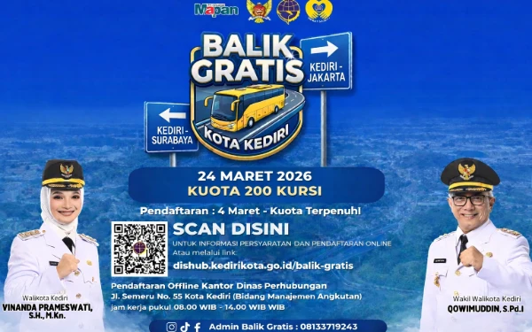 Thumbnail Berita - Buruan Daftar! Pemkot Kediri Sediakan 200 Kursi Program Balik Gratis Tujuan Surabaya dan Jakarta