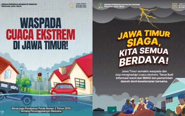 Thumbnail Berita - BMKG Juanda Peringatkan Potensi Cuaca Ekstrem 1–10 Maret 2026, Perda Penanggulangan Bencana Jatim Diperkuat