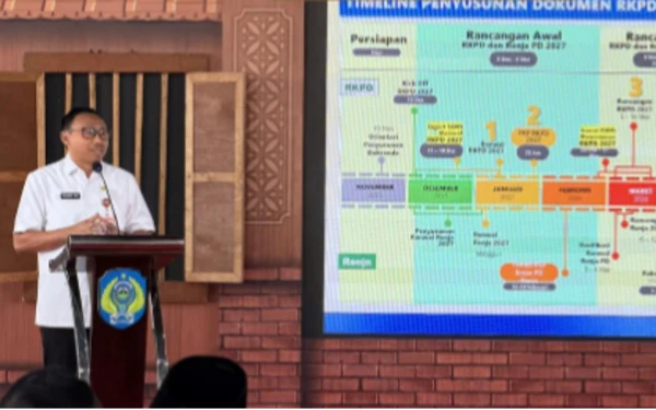 Foto Mohammad Yasin, saat menyampaikan kebijakan perencanaan pembangunan provinsi Jawa Timur Tahun 2027 serta pentingnya penguatan sektor pertanian di kabupaten Nganjuk pada Musrenbang RKPD kabupaten Nganjuk Tahun 2027 di Pendopo KRT Sosrokoesoemo, Rabu, 11 Maret 2026.
(Foto: Instagram Bappeda Jatim)