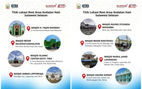 Thumbnail Berita - Pemprov Sulsel Optimalisasi Masjid Jadi Rest Area Mudik di 8 Titik Strategis