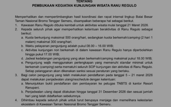 Thumbnail Berita - Sempat Ditutup Karena Cuaca Ekstrem, Kawasan Ranu Regulo Gunung Semeru Kembali Dibuka