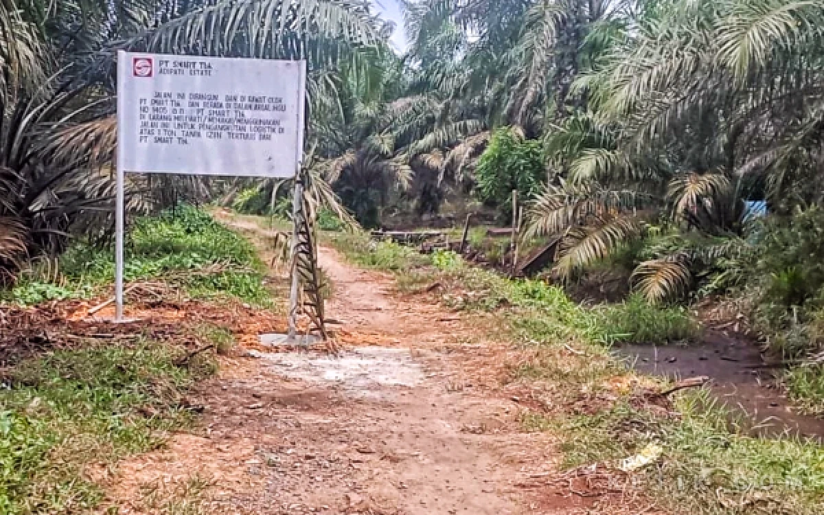 Foto Plang yang diduga didirikan oleh managemen PT SMART Tbk Kebun Adipati di Kecamatan Aek Kuo, Kabupaten Labura yang kini diresahkan pekebun masyarakat. (FOTO: dokumen TP Siahaan for Ketik.com)