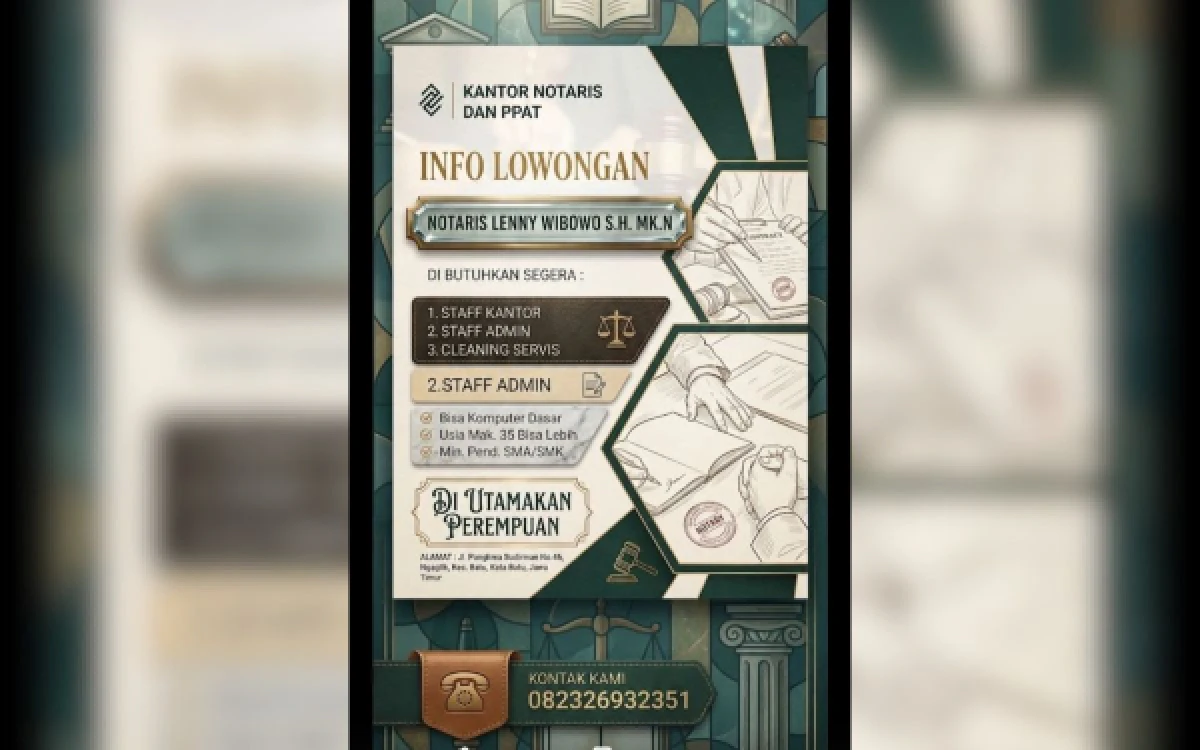 Thumbnail Berita - Awas Tertipu! Lowongan Kerja Catut Nama Notaris di Kota Batu Dipastikan Hoaks, Warga Diminta Waspada