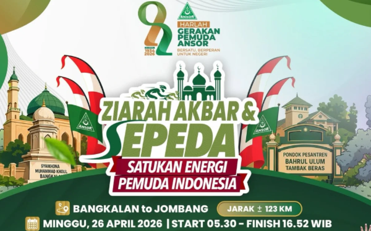 Thumbnail Berita - Peringati Harlah ke-92, GP Ansor Gelar Ziarah Akbar dan Gowes Bangkalan–Jombang