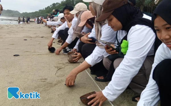 Thumbnail Berita - Ratusan Tukik Berhasil Dilepaskan di Pantai Bajulmati Malang, Volunteer BBF 2025 Soraki Seperti Ajang Lomba Lari