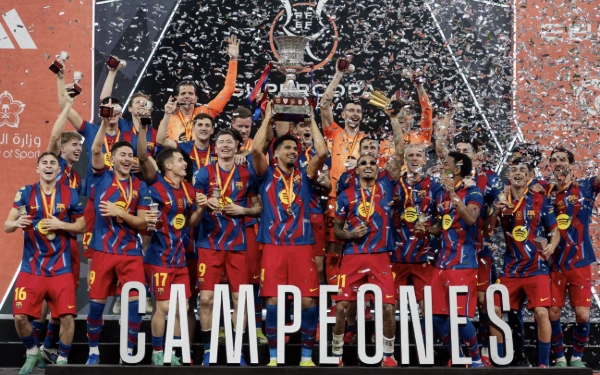 Thumbnail Berita - Barcelona Juarai Piala Super Spanyol Kali Ke-16 usai Taklukkan Real Madrid