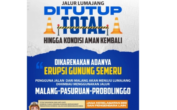 Thumbnail Berita - Gunung Semeru Erupsi, Jalur Malang-Lumajang Ditutup Total dan Dialihkan ke Probolinggo