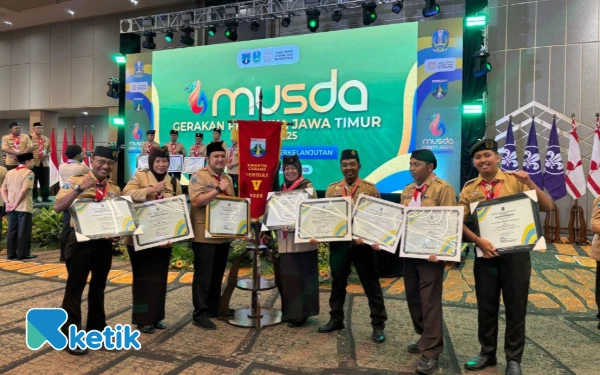 Thumbnail Berita - Kwarcab Pramuka Kabupaten Malang Sabet Predikat Tergiat V di Musda Jawa Timur 2025