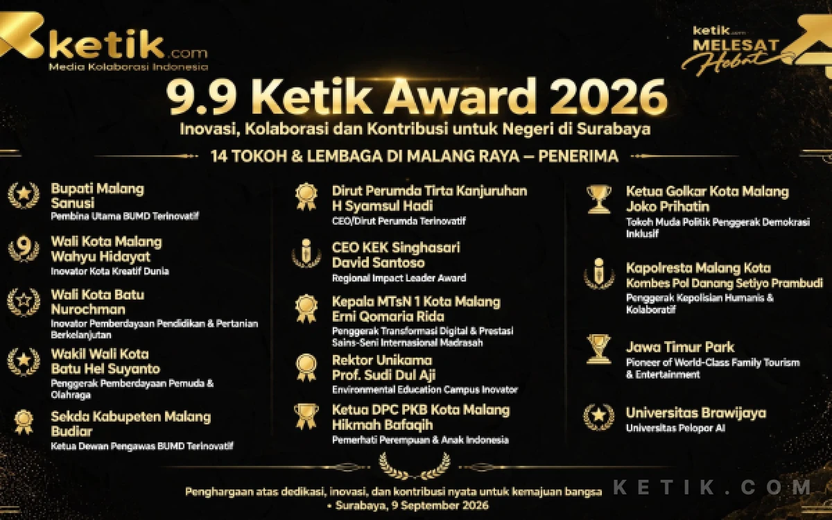 Thumbnail Berita - Luar Biasa! 14 Tokoh dan Lembaga Malang Raya Terima 9.9 Ketik Award, Ini Daftar Lengkapnya
