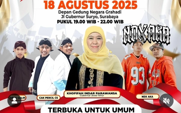 Thumbnail Berita - Siap Ngambyar Bareng Khofifah & NDX AKA? Pesta Rakyat di Grahadi Gratis Jangan Sampai Ketinggalan!