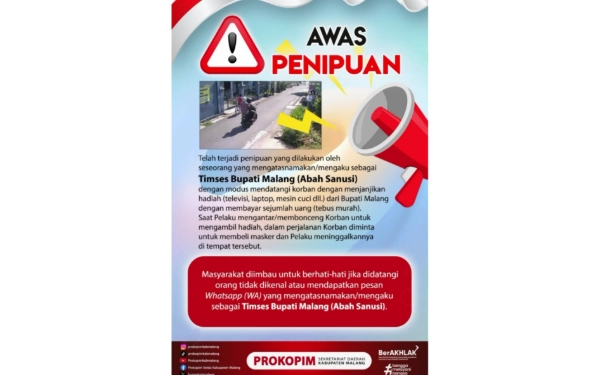 Thumbnail Berita - Waspada! Penipu Modus Ngaku Timses Bupati Malang Berkeliaran, 2 Orang Jadi Korban
