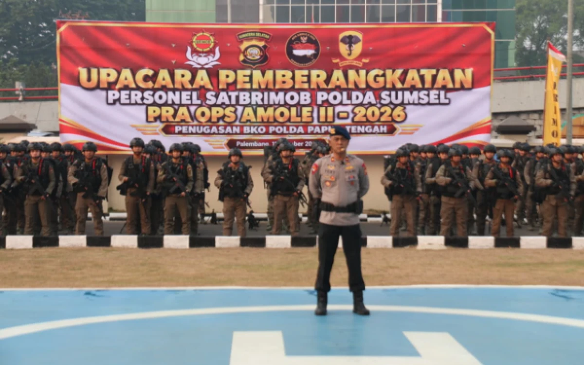 Foto Para personel Satbrimob yang menjalankan tugas Bawah Kendali Operasi (BKO) Polda Papua Tengah dalam Operasi Amole II-2026. Senin 12 Oktober 2026. (Foto : Yola/Ketik.com)