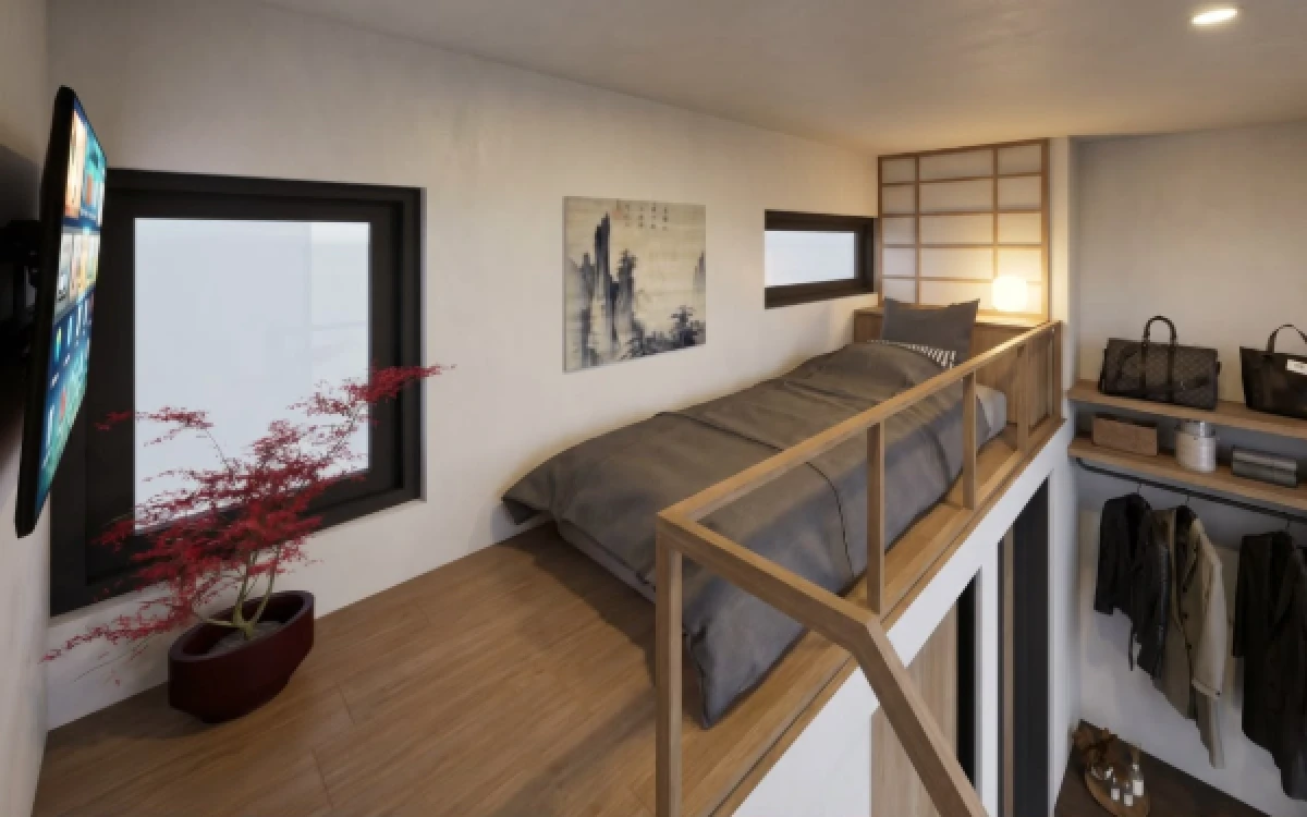 Foto Salah satu desain interior rumah kos premium Metro Point Sigura-Gura yang mengusung konsep Japandi (Foto : Istimewa)