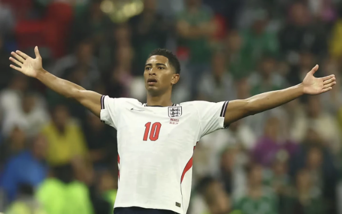 Thumbnail Berita - Jude Bellingham Borong 2 Gol, Three Lions ke Semifinal Piala Dunia 2026