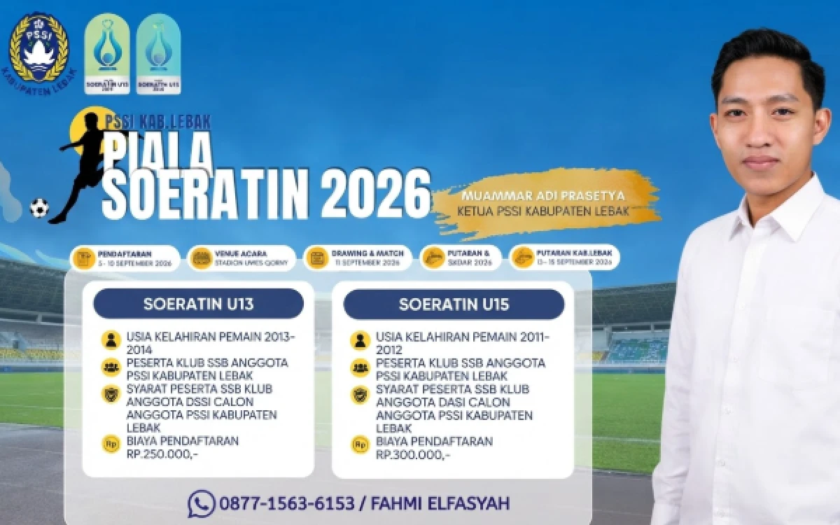 Thumbnail Berita - PSSI Kabupaten Lebak Gelar Piala Soeratin U13 dan U15 2026, Pendaftaran Dibuka hingga 10 September