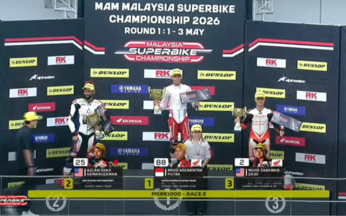Thumbnail Berita - Ngeri! Cah Magetan Adenanta Raih Podium Tertinggi Malaysia Superbike di Tengah Kepungan Rider Tuan Rumah